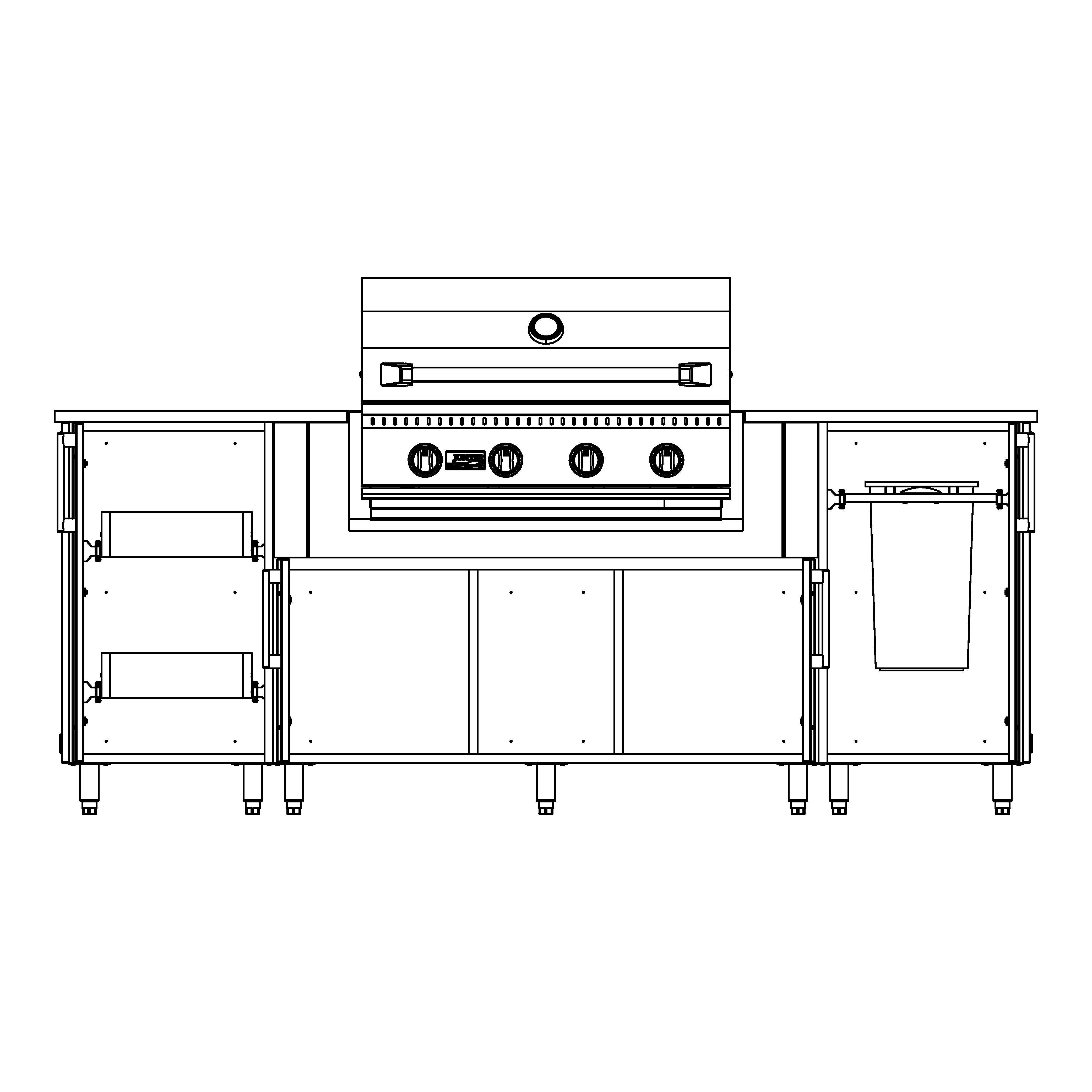 F865C2T - 86.5" Glacier Island - Grill Centered with Roll-Out Trays