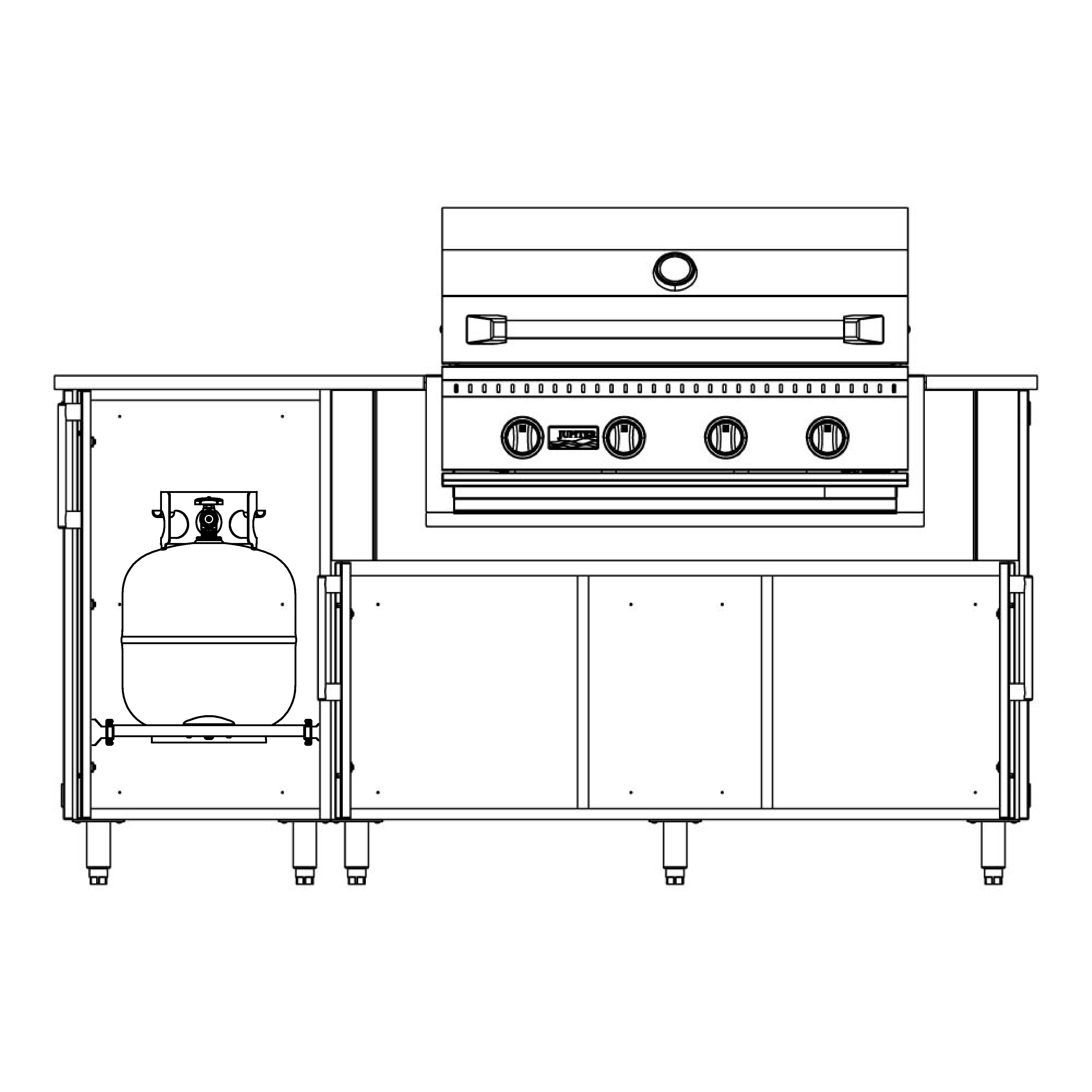 F685RPP - 68.5" Glacier Island, Grill Right with Propane Pull-Out