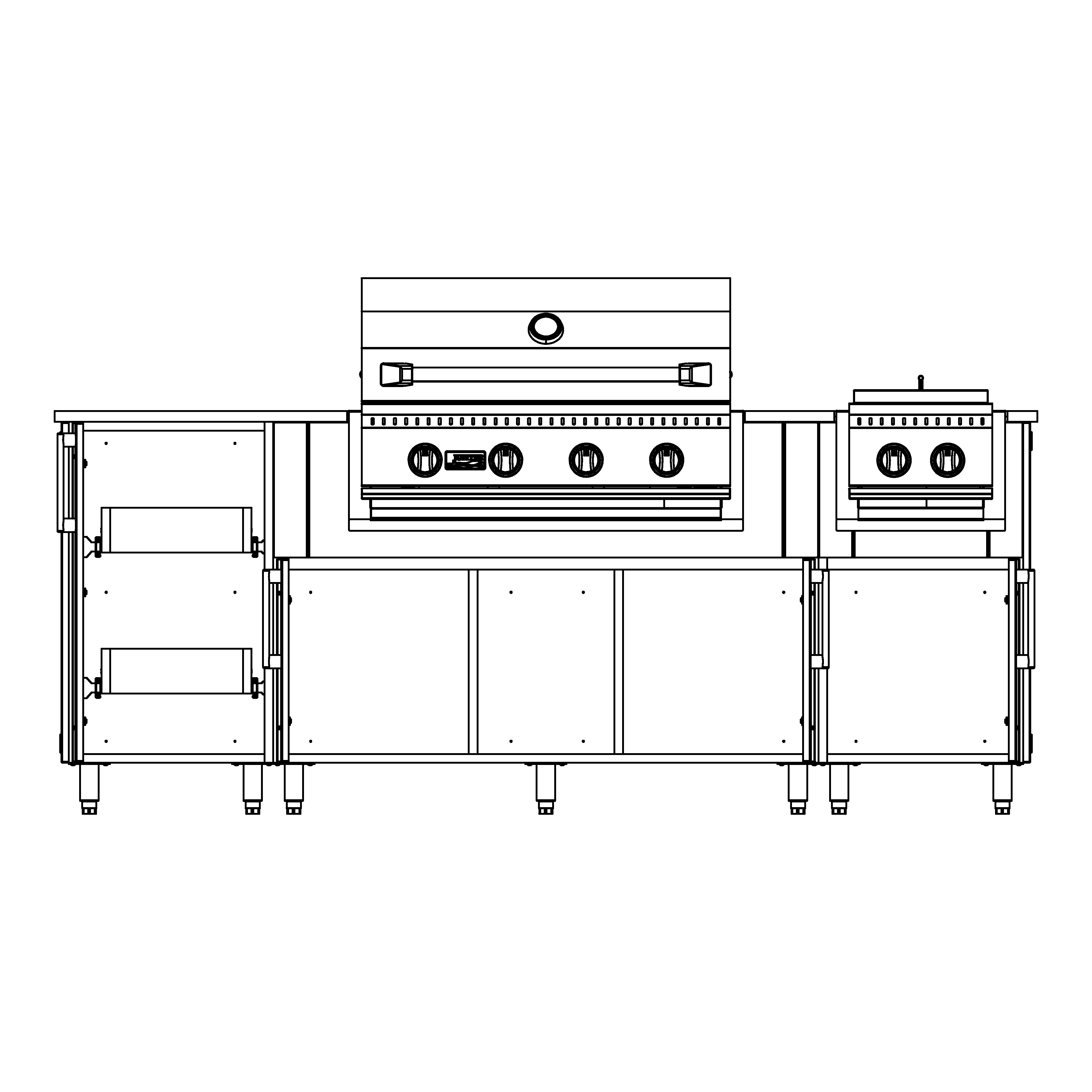 F865CBR2T - 86.5" Glacier Island - Grill Center, Burner Right with Roll-Out Trays
