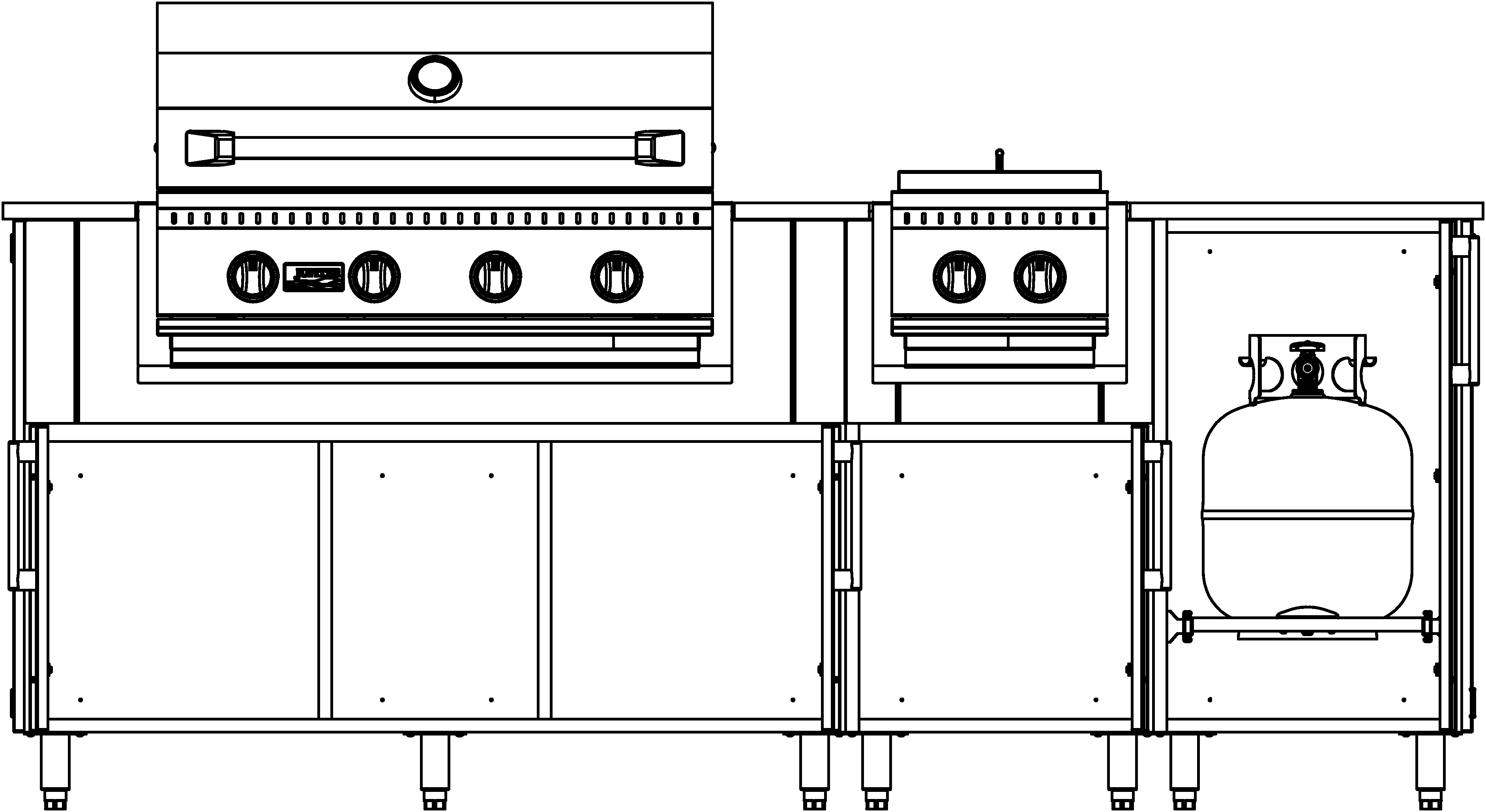 F865LBRPP - 86.5" Glacier Island - Grill Left, Burner Right with Propane Pull-Out