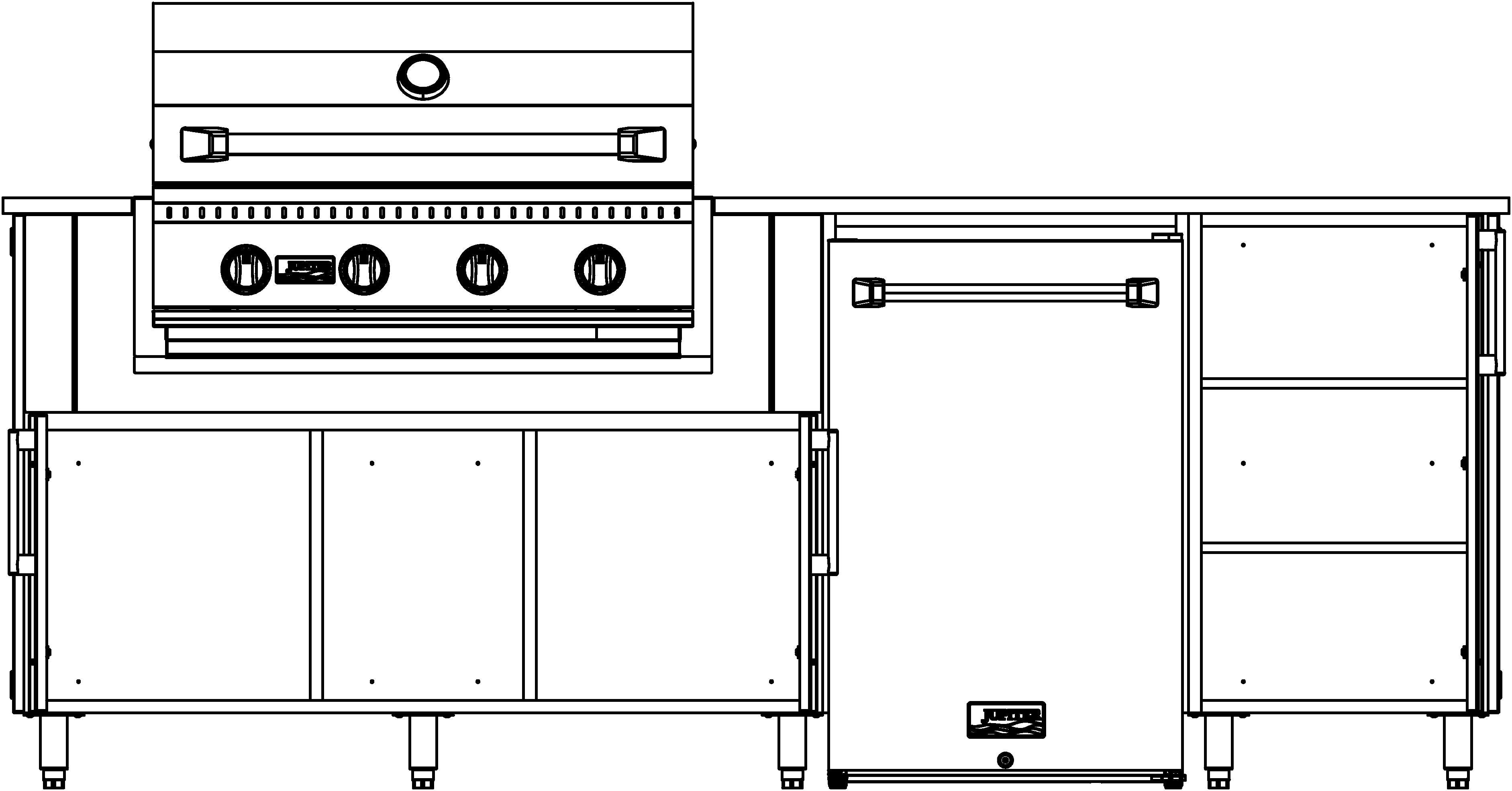 F905LFR - 90.5" Glacier Island - Grill Left, Fridge Right