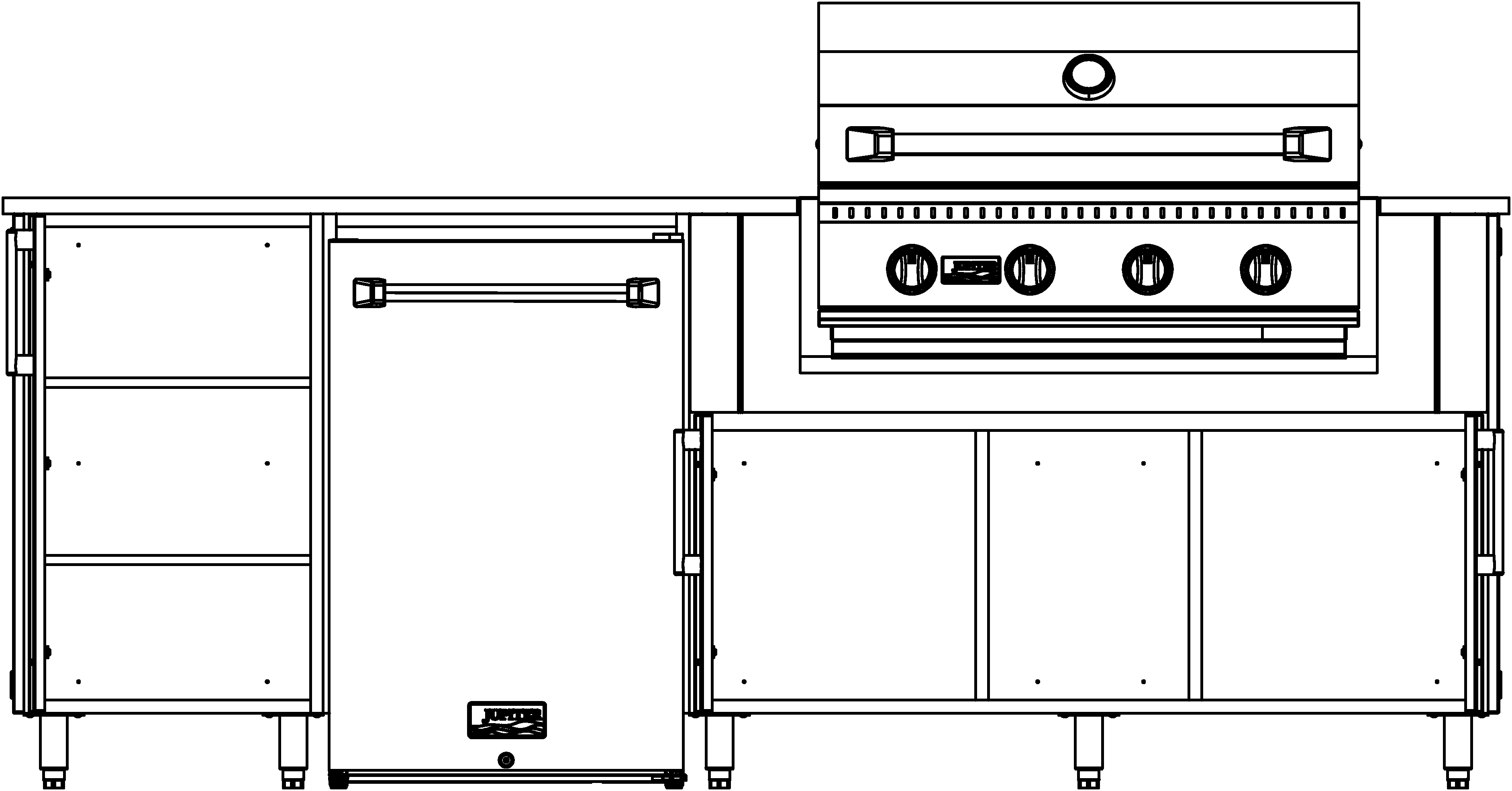 F905RFL - 90.5" Glacier Island - Grill Right, Fridge Left