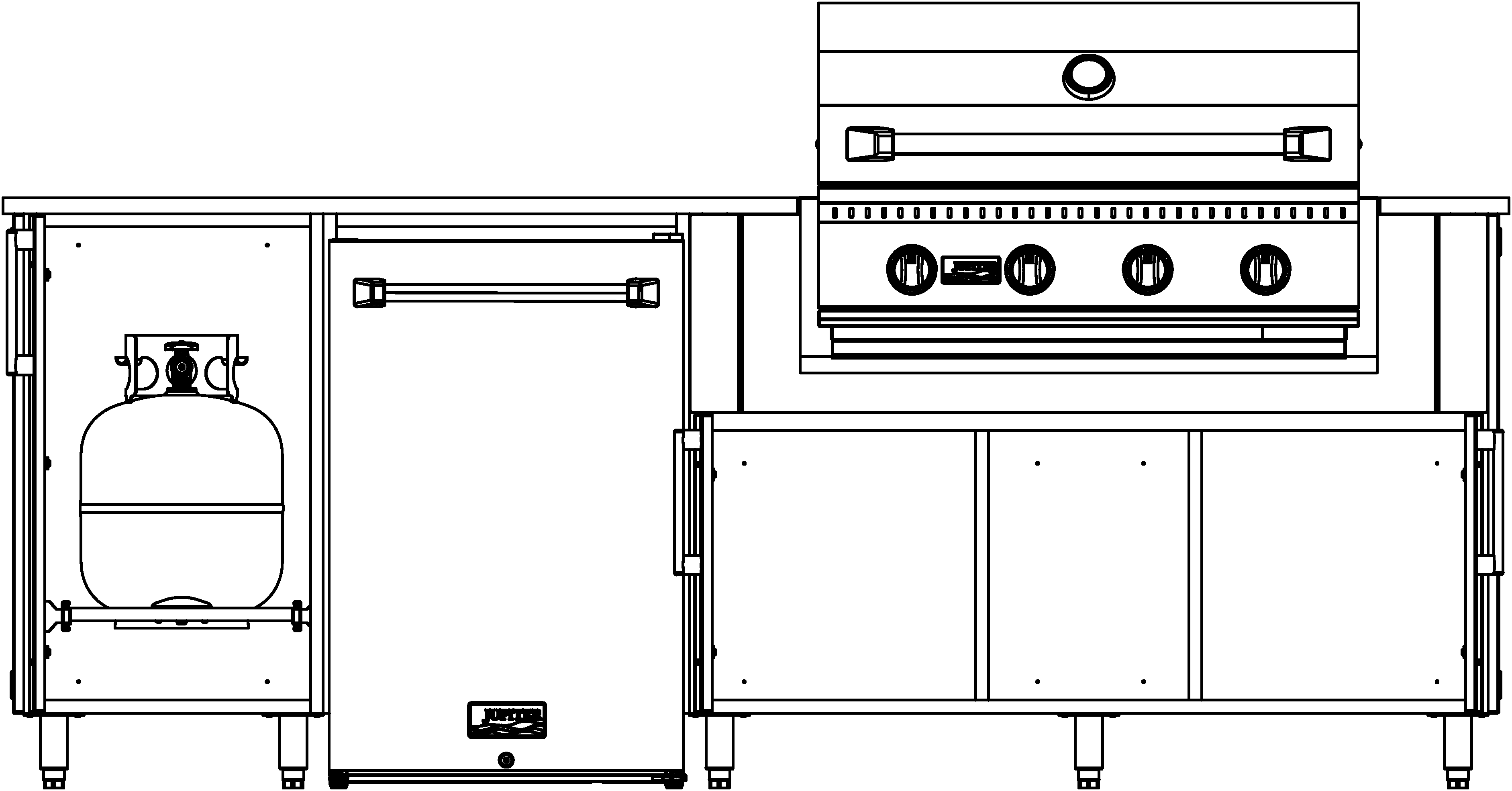 F905RFLPP - 90.5" Glacier Island - Grill Right, Fridge Left with Propane Pull-Out