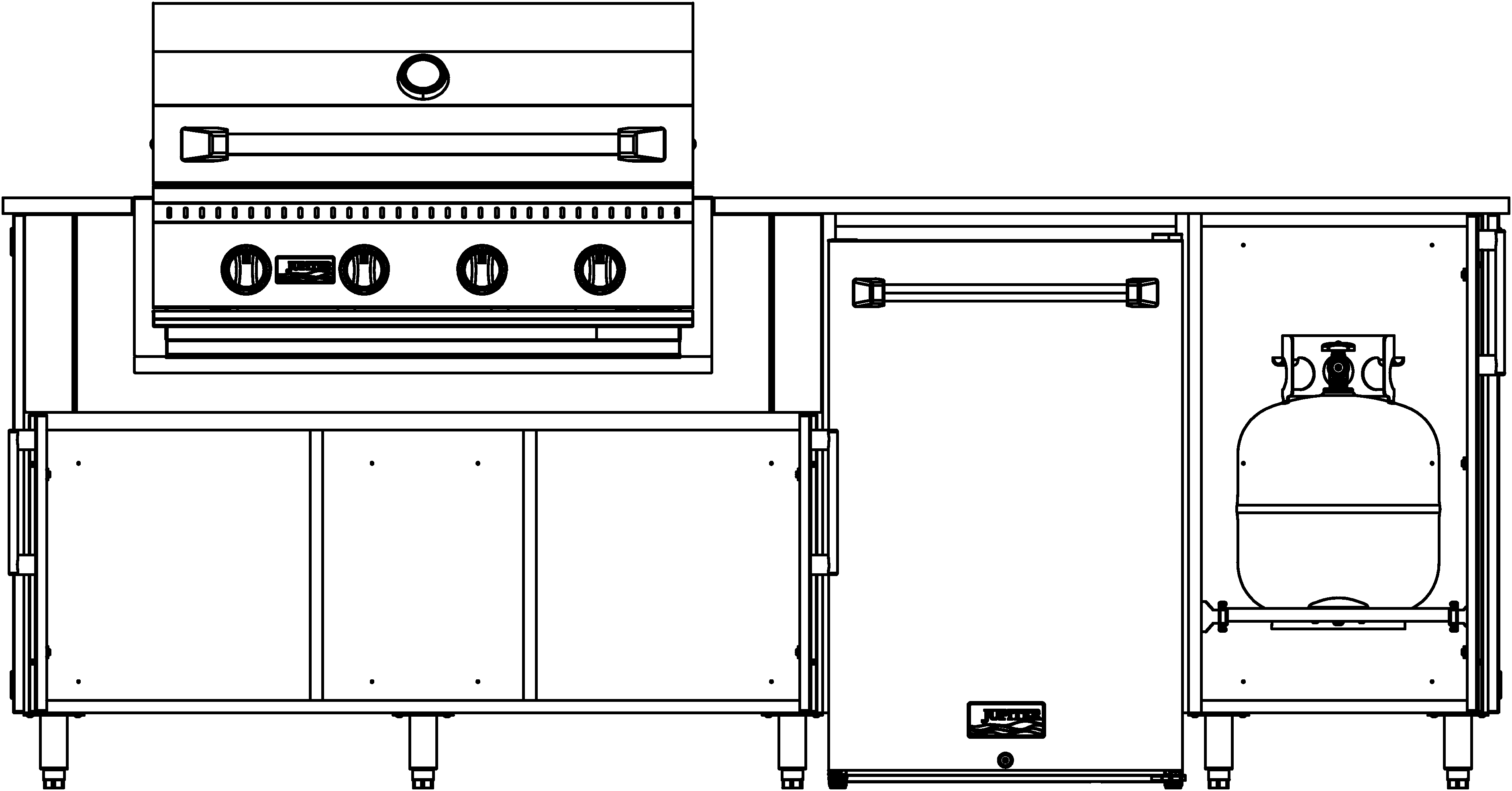 F905LFRPP - 90.5" Glacier Island - Grill Left, Fridge Right with Propane Pull-Out