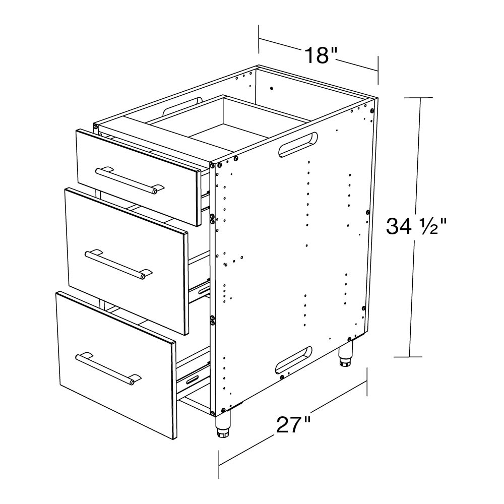3-Drawer Base Cabinet
